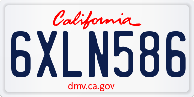 CA license plate 6XLN586