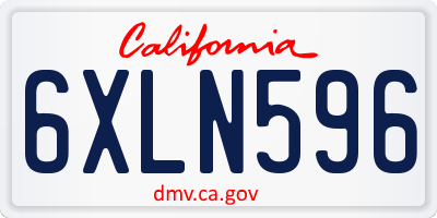 CA license plate 6XLN596