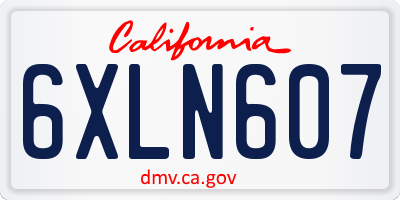 CA license plate 6XLN607