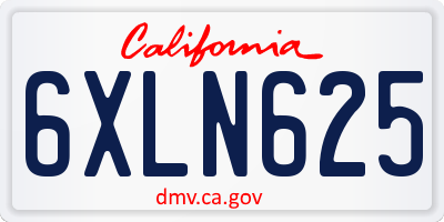 CA license plate 6XLN625
