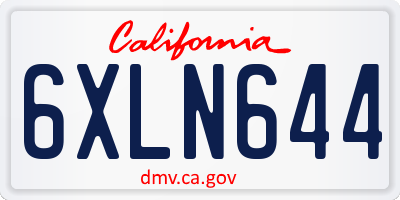 CA license plate 6XLN644