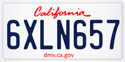 CA license plate 6XLN657