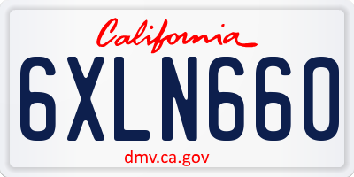 CA license plate 6XLN660