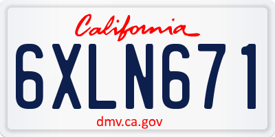 CA license plate 6XLN671