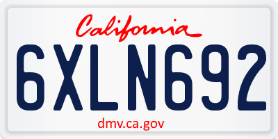 CA license plate 6XLN692