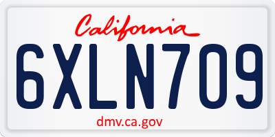 CA license plate 6XLN709
