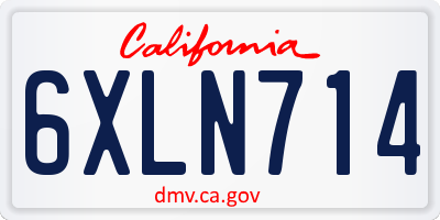 CA license plate 6XLN714
