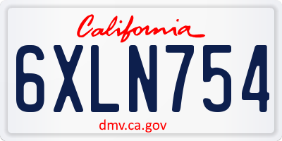CA license plate 6XLN754