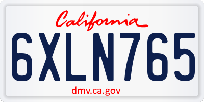 CA license plate 6XLN765