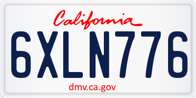 CA license plate 6XLN776