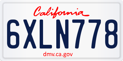 CA license plate 6XLN778