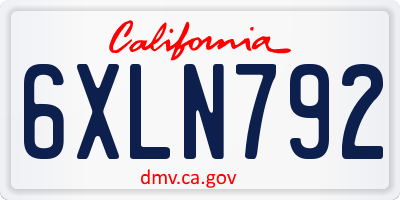 CA license plate 6XLN792