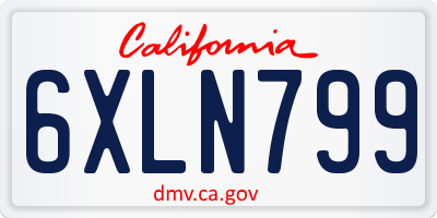 CA license plate 6XLN799