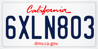CA license plate 6XLN803