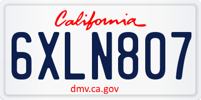 CA license plate 6XLN807