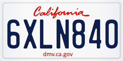 CA license plate 6XLN840