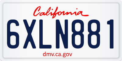 CA license plate 6XLN881