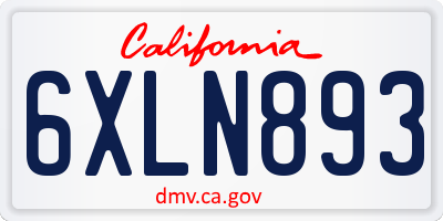 CA license plate 6XLN893