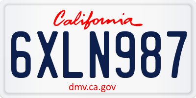 CA license plate 6XLN987