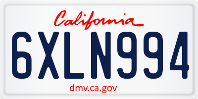 CA license plate 6XLN994