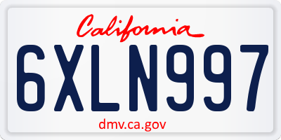 CA license plate 6XLN997