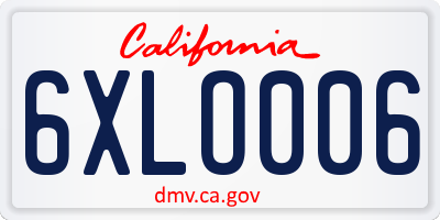 CA license plate 6XLO006