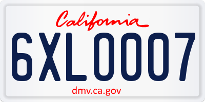 CA license plate 6XLO007