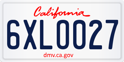 CA license plate 6XLO027