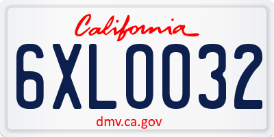 CA license plate 6XLO032