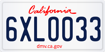 CA license plate 6XLO033