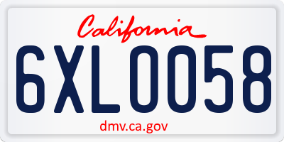CA license plate 6XLO058