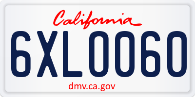 CA license plate 6XLO060