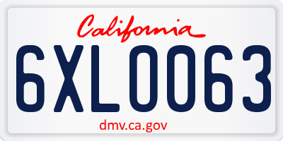CA license plate 6XLO063