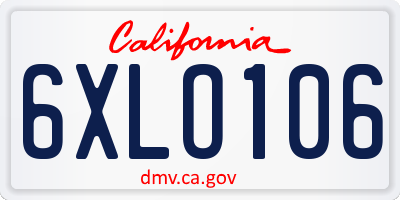 CA license plate 6XLO106