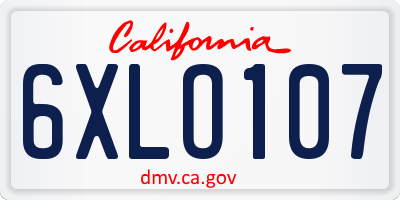 CA license plate 6XLO107