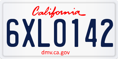 CA license plate 6XLO142
