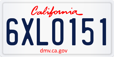 CA license plate 6XLO151