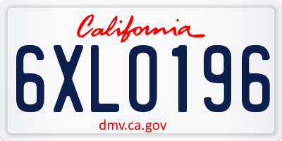CA license plate 6XLO196