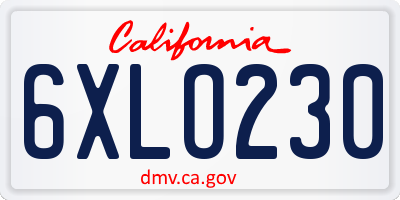 CA license plate 6XLO230