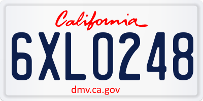 CA license plate 6XLO248