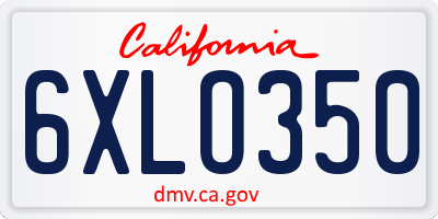 CA license plate 6XLO350