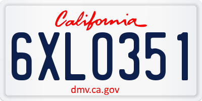 CA license plate 6XLO351