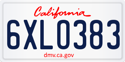 CA license plate 6XLO383