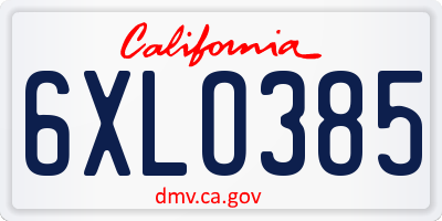 CA license plate 6XLO385