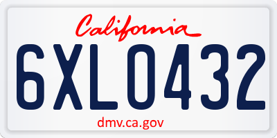CA license plate 6XLO432