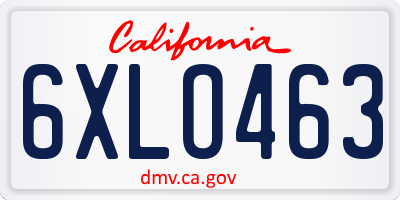 CA license plate 6XLO463