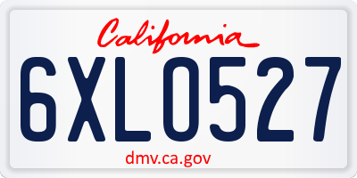 CA license plate 6XLO527