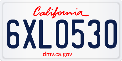 CA license plate 6XLO530