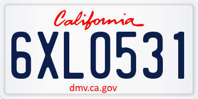 CA license plate 6XLO531