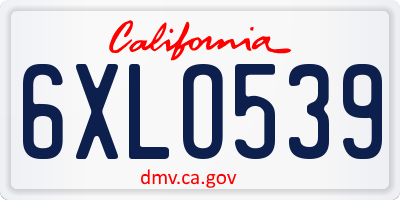CA license plate 6XLO539